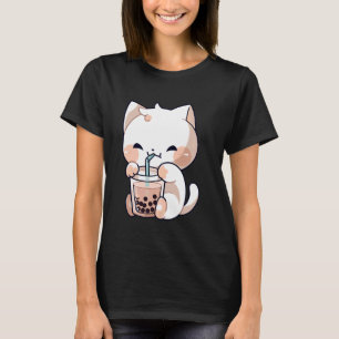 T-shirt Thé Boba Chat Kawaii Kit à Bulles Thé Chat Chaton