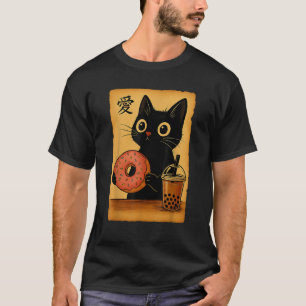 T-shirt Thé Chat Booba Chat Anime Kawaii Japonais Donut Ma