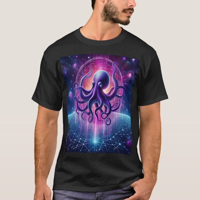 T-shirt The Cosmic Octopus: Guardian of the Digital Univer (Devant)