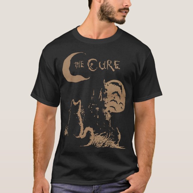 T-shirt The Cure Cat Moon 90S funny (Devant)