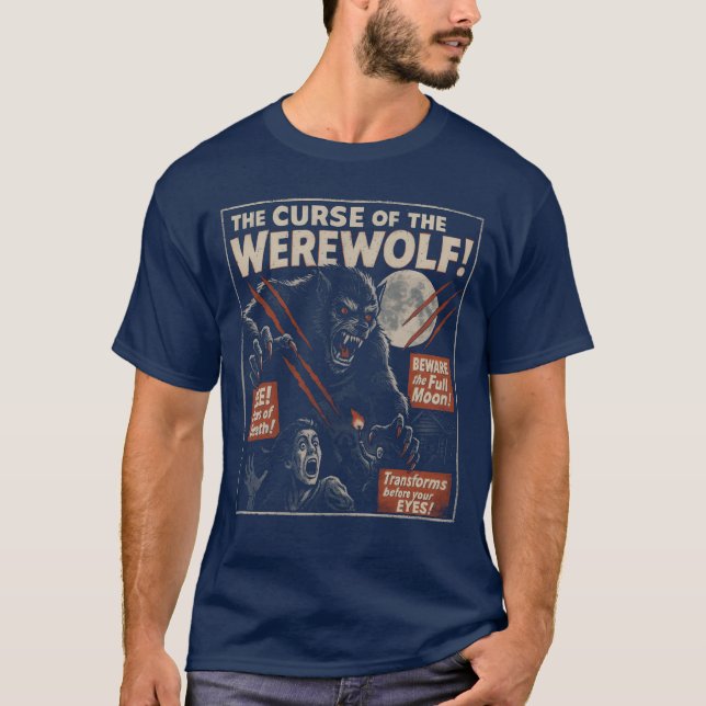 T-shirt The Curse Ofhe Werewolf Movie Poster Halloween vin (Devant)