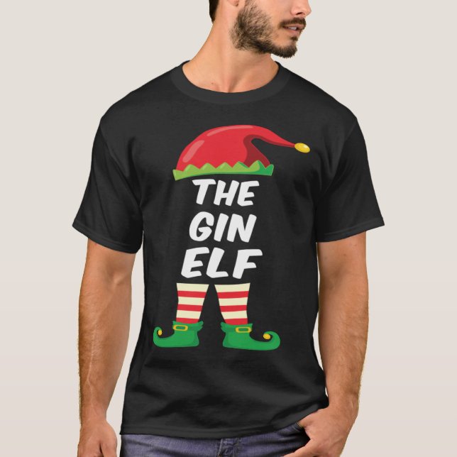 T-shirt The Gin Elf Family Matching Funny Christmas Costum (Devant)