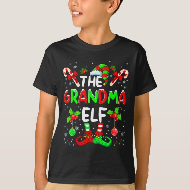 T-shirt The Grandma Elf Costume Pajamas Pjs Christmas Xmas (Devant)