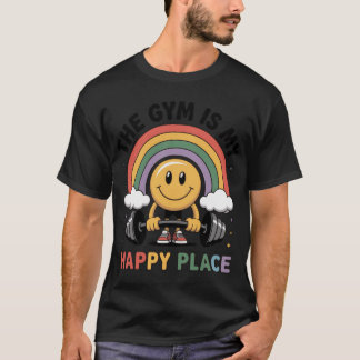 T-shirt The Gym Is My Happy Place Smiley Rainbow Fitness