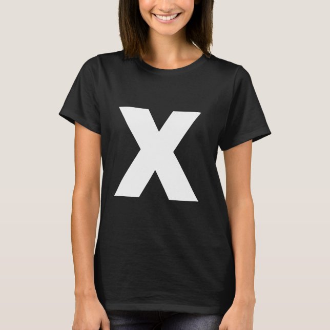 T-shirt The Letter X Capital Plain White Bold Text (Devant)