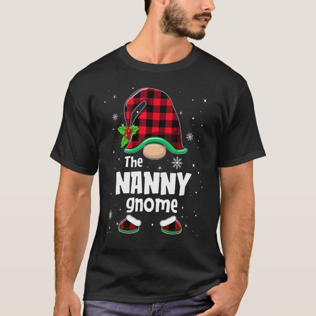 T-shirt The Nanny Gnome Buffalo Plaid Christmas Matching F (Devant)