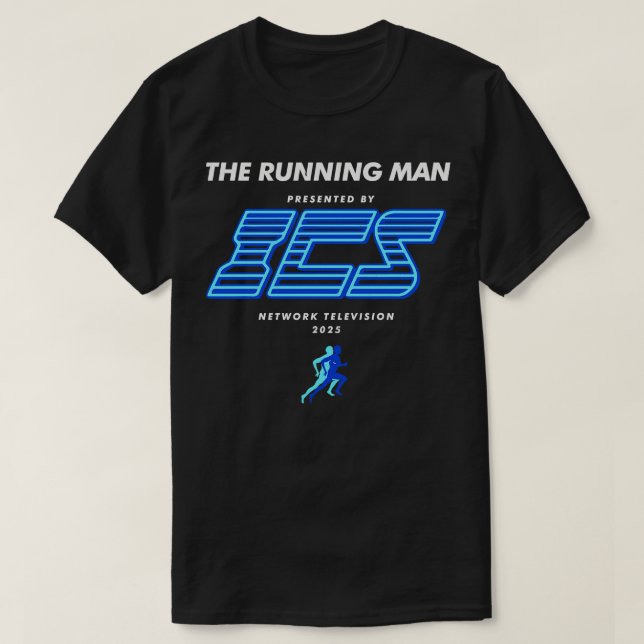 T-shirt The Running Man présenté par ICS Network Televisio (Design devant)