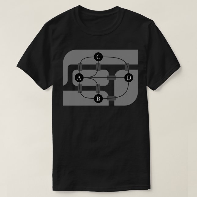 T-shirt The Seven Bridges of Konigsberg Graphic Graph Theo (Design devant)