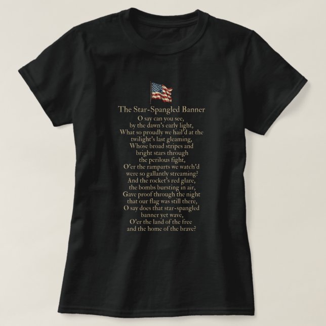T-shirt The Star-Spangled Banner Lyrics  (Design devant)