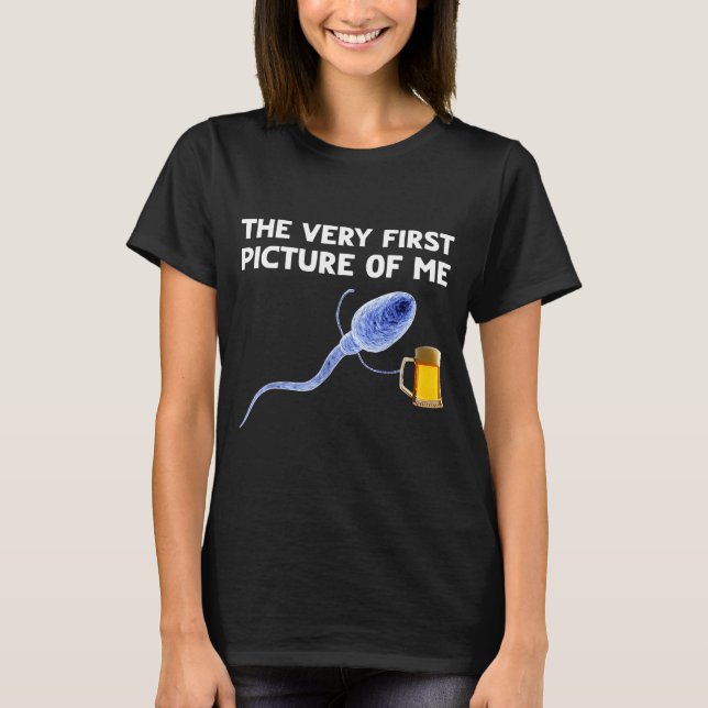 T-shirt The Very First Cture Of Me Funny Sperm Holding Bee (Devant)