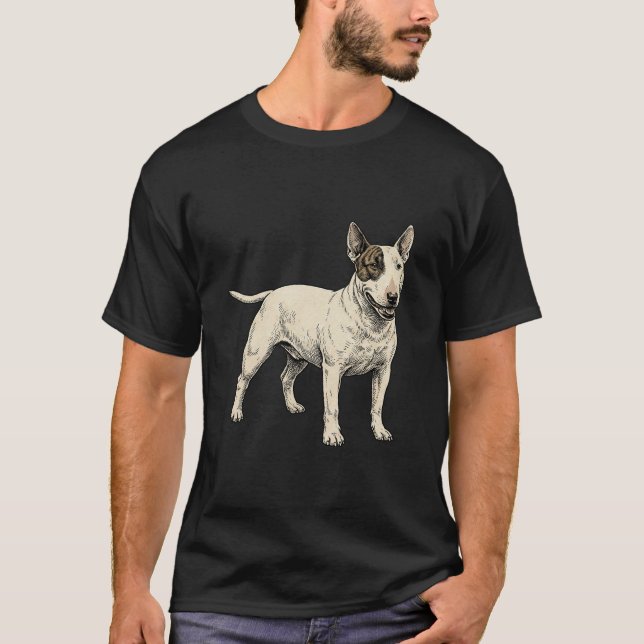 T-shirt The White Cavalier: Distinctive Bull Terrier (Devant)