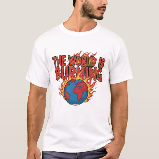 T-shirt THE WORLD IS BURNING - Global Crisis Grunge Tee