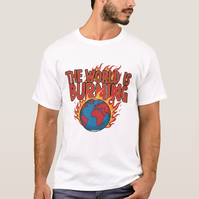 T-shirt THE WORLD IS BURNING - Global Crisis Grunge Tee (Devant)
