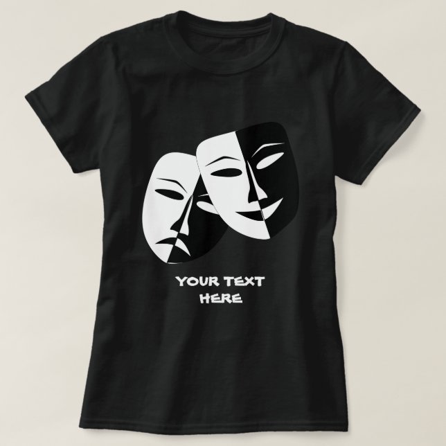 T-shirt Théâtre Masque Comédie Tragédie Black Blanc Person (Design devant)