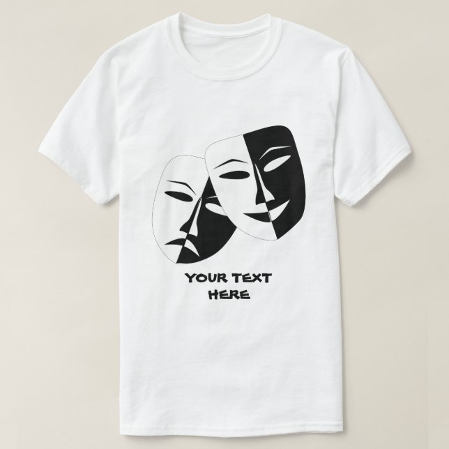 T-shirt Théâtre Masque Comédie Tragédie Noir Blanc Personn (Design devant)