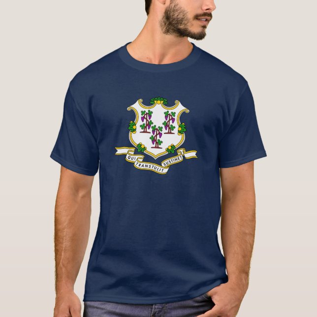 T-shirt Thème 00 de drapeau du Connecticut (Devant)