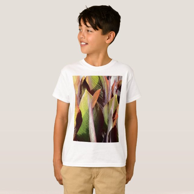 T-shirt thème botanique motif de feuilles (Devant entier)