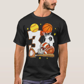 T-shirt Thème d'anniversaire sportif pour 3 ans