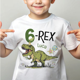 T-shirt Thème dinosaure mignon 6-Rex pour 6ème anniversair