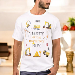 T-shirt Thème Jaune Construction Garçon Anniversaire Papa