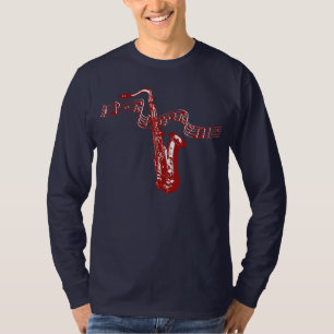 T-shirt Thème musical Saxophone rouge Notes rouges - Chemi