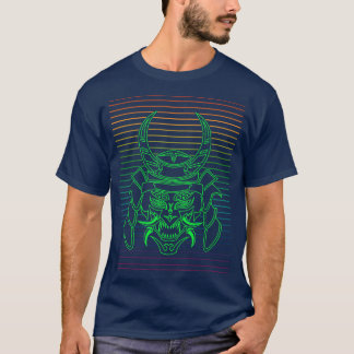 T-shirt TheOf Green Samurai Mask Retro 2