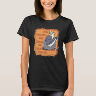 T-shirt Therapeut mit Federn & Schnabel. Nymphensittich