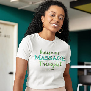 T-shirt Thérapeute de massage en gras Texte vert Turquoise