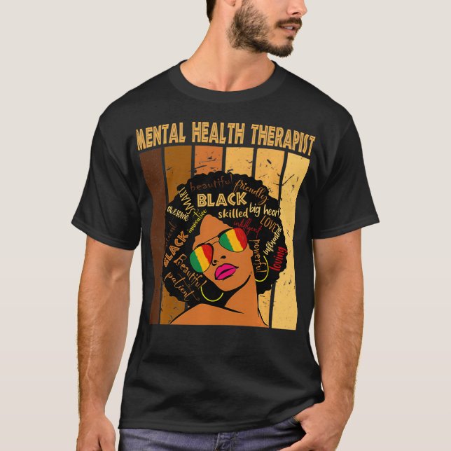 T-shirt Thérapeute en santé mentale Afro Femmes Noir Histo (Devant)