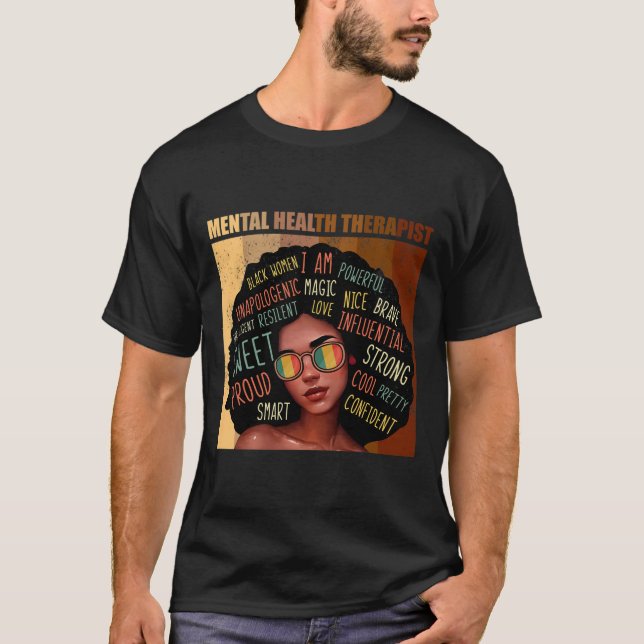 T-shirt Thérapeute en santé mentale Afro Femmes Noir Histo (Devant)