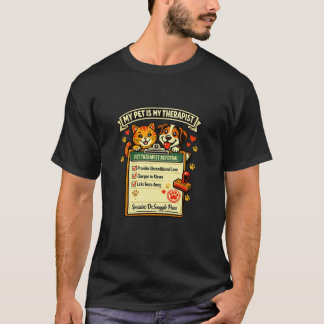 T-shirt Thérapie animale humour avec design de chat et chi