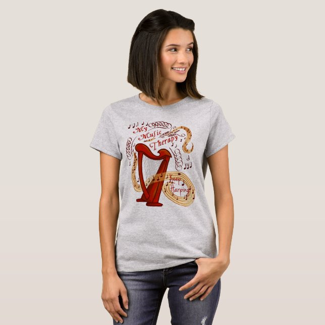 T-shirt Thérapie musicale "Keep Harping" (Devant entier)