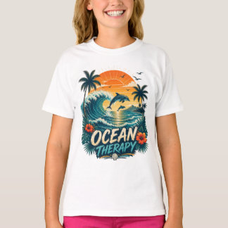 T-shirt Thérapie Océanique | Plage Tropicale Rétro & Dauph