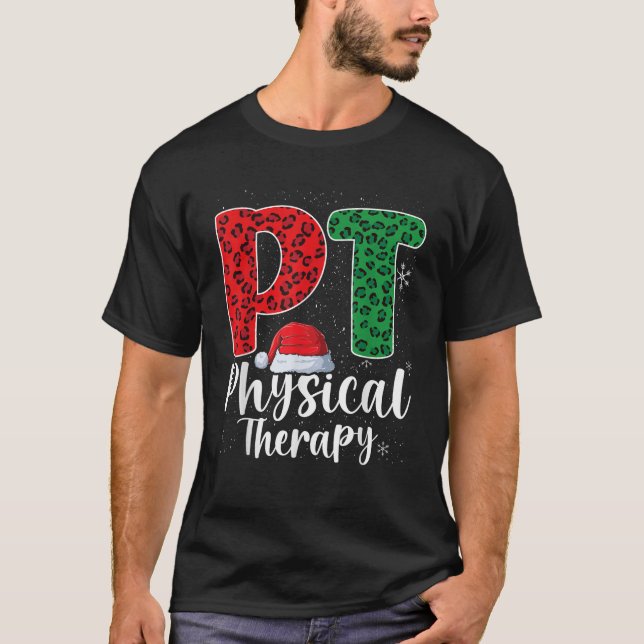 T-shirt Thérapie physique Noël santa chapeau PT Thérapiste (Devant)