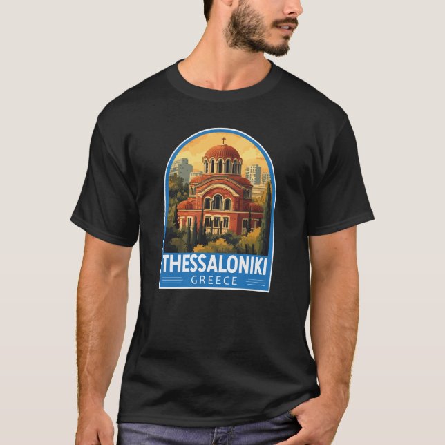 T-shirt Thessalonique Grèce Agios Pavlos Travel Art Retro (Devant)
