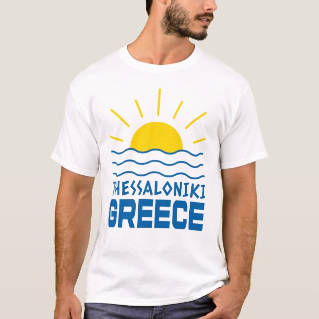 T-shirt Thessalonique Grèce Soleil et Blanc des hommes de  (Devant)