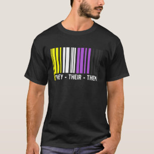 T-shirt They Their Them Barcode Non Binary Flag Agender Pr