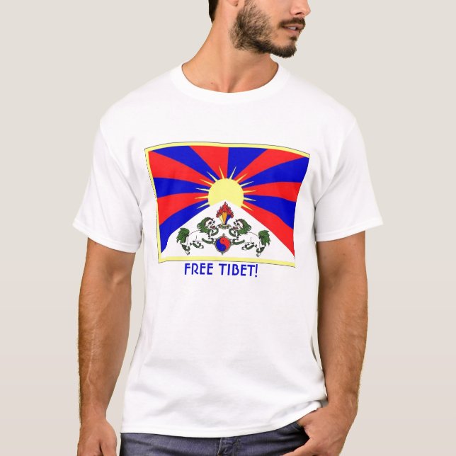 T-shirt Thibet-drapeau, THIBET LIBRE ! (Devant)