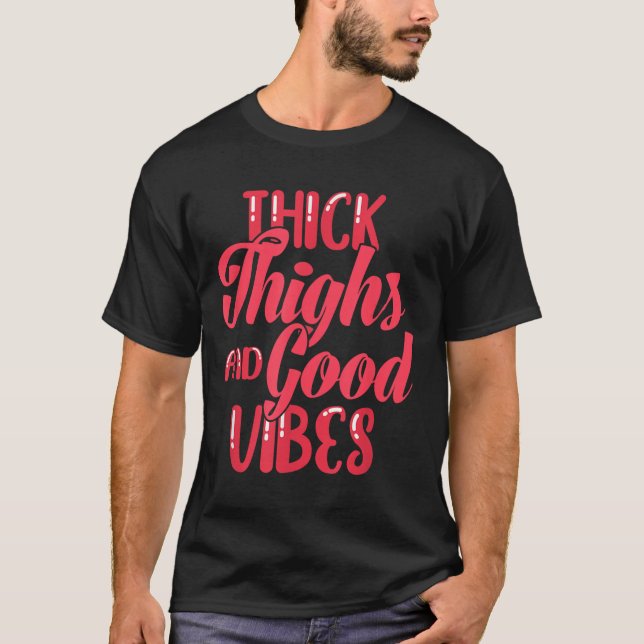 T-shirt Thick Thighs Fun Tee For Fat Persons - Black, Plus (Devant)