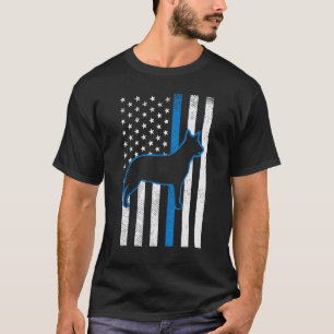 T-shirt Thin Blue Line Drapeau américain Heeler Police Cat