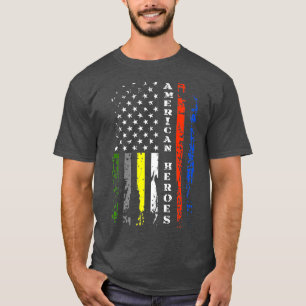 T-shirt Thin Line First Responder  Patriotic American