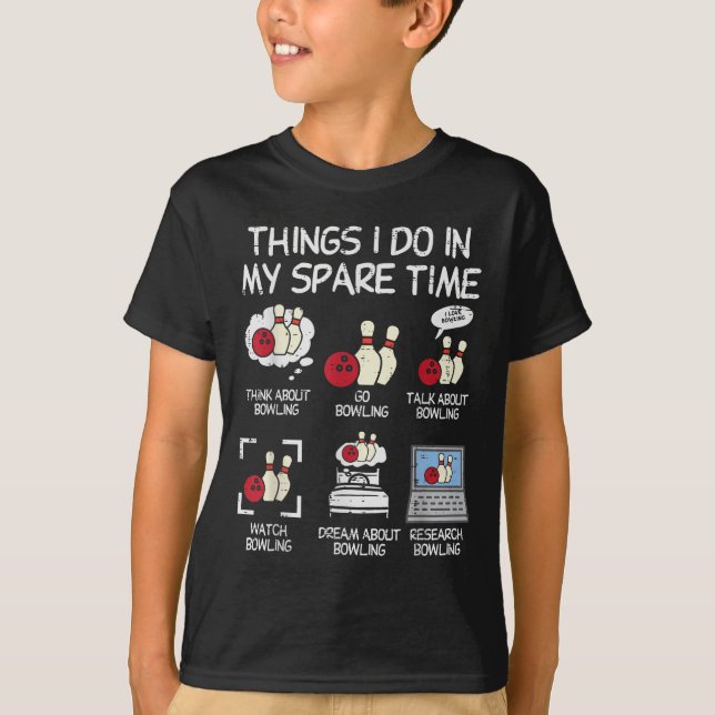 T-shirt Things I Do Spare Time Bowling Funny Bowler Men Wo (Devant)