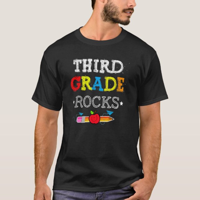T-shirt Third Grade Rocks  Team 3rd Grade Teacher 1 (Devant)