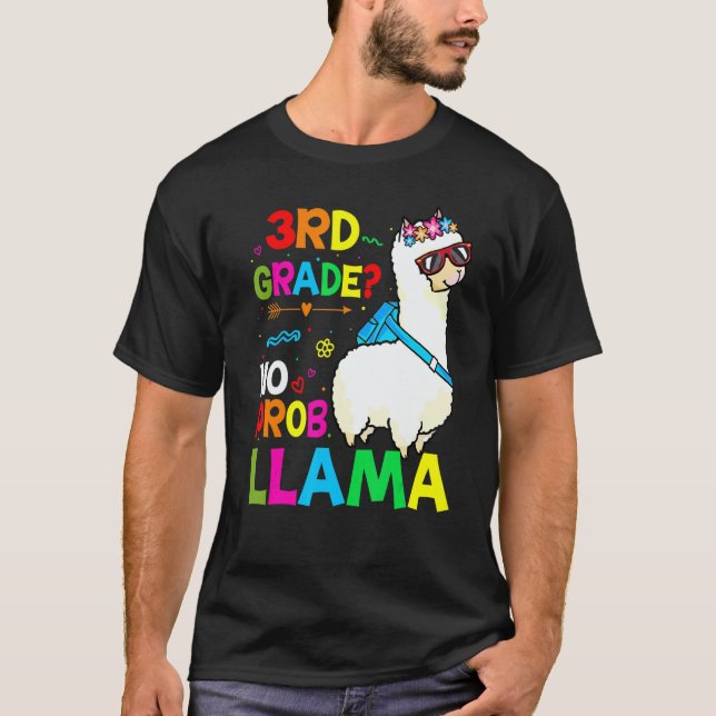 T-shirt Third Team 3rd Grade Teacher Rainbow No Prob Llama (Devant)