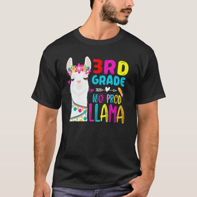 T-shirt Third Team 3rd Grade Teacher Rainbow No Prob Llama (Devant)