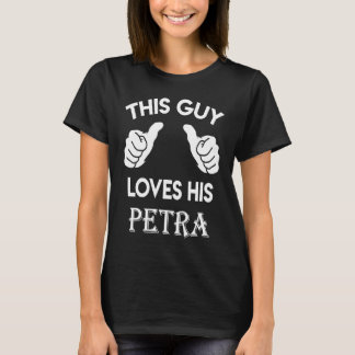 T-shirt This guy loves his PETRA  valentine heart belongs 