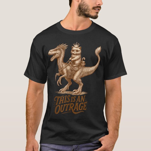T-shirt This Is An Outrage Funny Princess Cat Riding Dinos (Devant)
