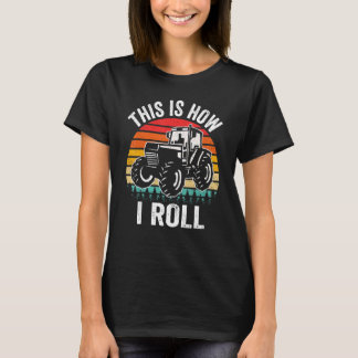 T-shirt This is How I Roll Vintage Tractor Retro Sunset  F