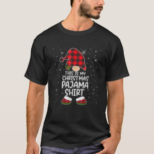 T-shirt This Is My Christmas Pajama Gnome Xmas Red Plaid