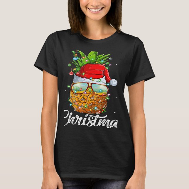 T-shirt This Is My Christmas Pajama  Lighting Pineapple Xm (Devant)